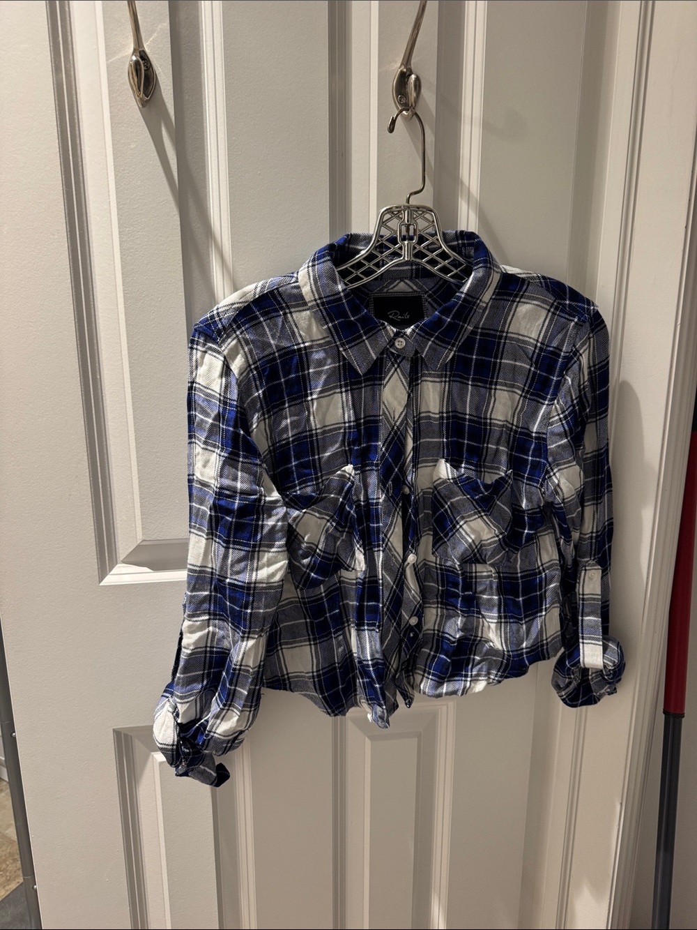 Rails Blue and White Plaid Button-Up Shirt